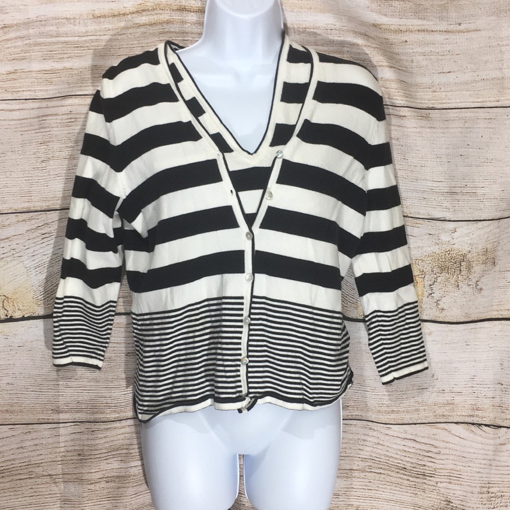 Jillian Jones black and white stripe sweater set S
